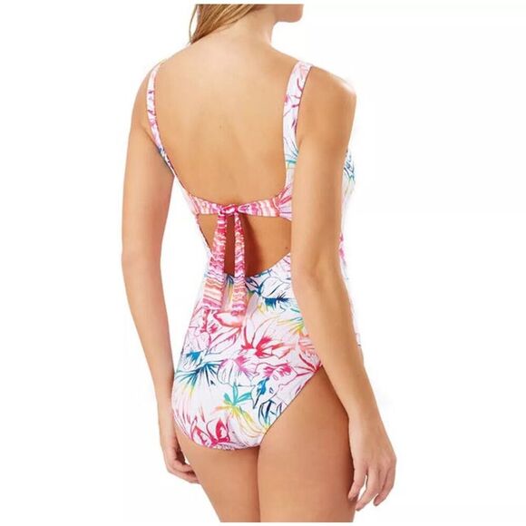 DSF | Rainbow Fronds Reversible One-Piece Swimsuit Paradise Coral Pink | Large - Picture 4 of 10